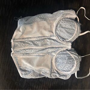 Garage Lace Crop Top in Light Blue